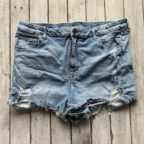 American Eagle Outfitters Pants - American Eagle, curvy high rise shortie, distressed, denim short, stretchy, 18
